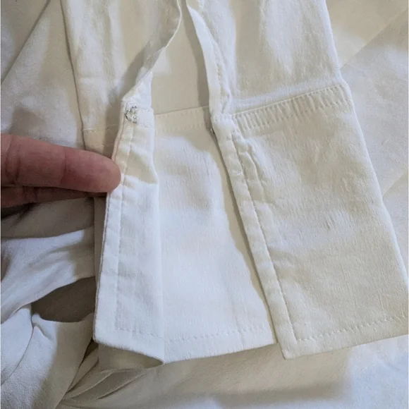 Theory Textured Linen Ranay Cut Out | White Shirt Minimalist Romper Sz 10 - Picture 10 of 11